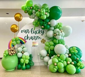 enanal st.patrick’s day balloon garland arch kit, 146pcs green balloons with clover rainbow 4d gold foil balloons for st.patrick day party birthday baby shower decorations (st. patrick’s day)