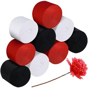 9 rolls crepe paper streamers party streamers 246 yards crepe paper decorations in 3 colors for wedding birthday party family gathering event party supplies (black, white, red, simple style)
