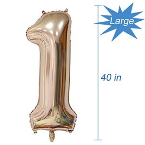 Tellpet Rose Gold Number 1 Balloon, 40 Inch