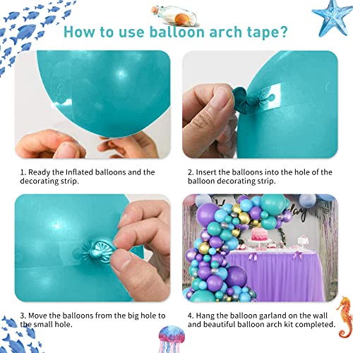 Purple and Blue Balloon Garland Kit, Purple Teal Turquoise Metallic Gold Mermaid Latex Balloon Garland Arch Kit for Girls Women Mermaid Birthday Wedding Bridal Baby Shower Party Decorations Supplies