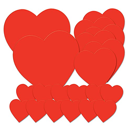 Printed Cardstock Paper Heart Cut Outs 20 Piece Valentine's Day Decorations, 4", 8.5", 12"