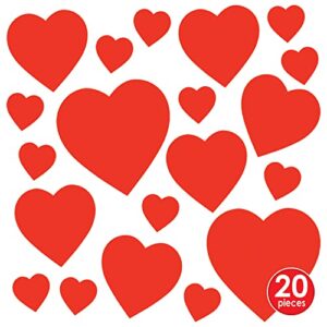 Printed Cardstock Paper Heart Cut Outs 20 Piece Valentine's Day Decorations, 4", 8.5", 12"