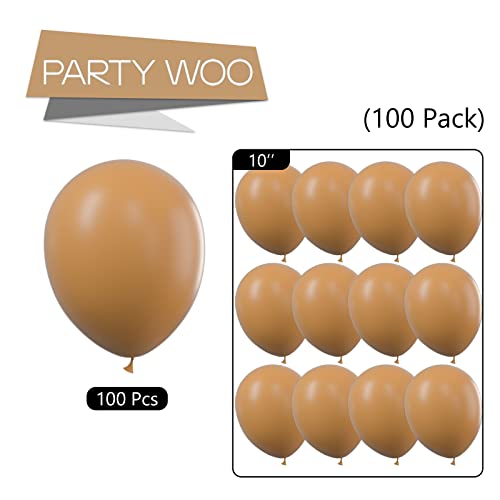 PartyWoo Retro Brown Balloons, 100 pcs 10 Inch Caramel Balloons, Latex Balloons for Balloon Garland as Party Decorations, Birthday Decorations, Wedding Decorations, Neutral Baby Shower Decorations