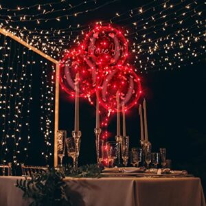 Valentines Day Red LED Balloons, 6 Pack 20in Lighted Up Balloons I love You BoBo Bubble Transparent Helium Balloons with 10ft Red String Lights for Dating Wedding Anniversary Decorations