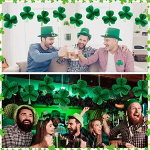 12 Pcs St. Patrick's Day Honeycomb Decoration St Patrick's Day Hanging Ornaments Shamrock Gold Clover Hat Beer Mug Irish Elf Shoes Honeycomb for St. Patrick's Day Party Decor (Clover)