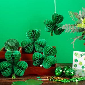 12 Pcs St. Patrick's Day Honeycomb Decoration St Patrick's Day Hanging Ornaments Shamrock Gold Clover Hat Beer Mug Irish Elf Shoes Honeycomb for St. Patrick's Day Party Decor (Clover)