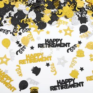 retirement party decorations black gold happy retirement confetti hanging swirls balloons cake table centerpieces party supplies for women men