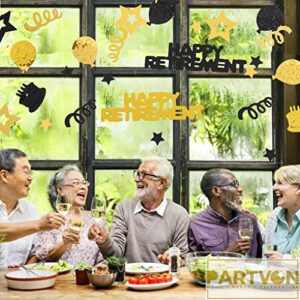 Retirement Party Decorations Black Gold Happy Retirement Confetti Hanging Swirls Balloons Cake Table Centerpieces Party Supplies for Women Men