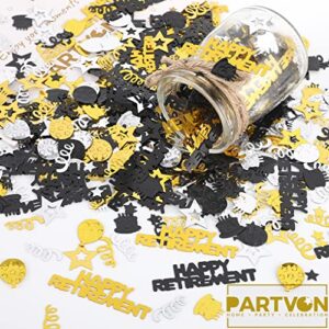 Retirement Party Decorations Black Gold Happy Retirement Confetti Hanging Swirls Balloons Cake Table Centerpieces Party Supplies for Women Men