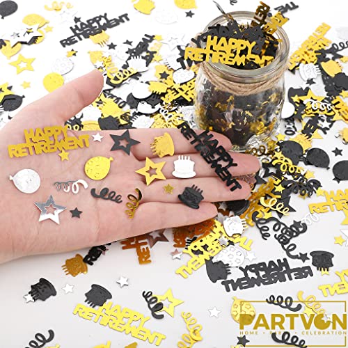 Retirement Party Decorations Black Gold Happy Retirement Confetti Hanging Swirls Balloons Cake Table Centerpieces Party Supplies for Women Men