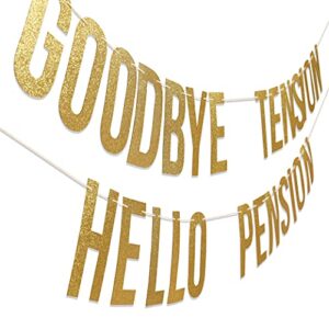 Goodbye Tension Hello Pension Banner - Retirement Party Sign,Retirement Party Decorations,Funny Retirement Banner,Retired Retiring Photo props