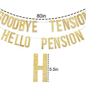 Goodbye Tension Hello Pension Banner - Retirement Party Sign,Retirement Party Decorations,Funny Retirement Banner,Retired Retiring Photo props