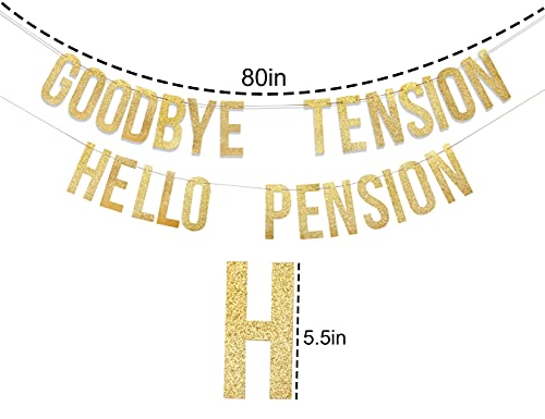 Goodbye Tension Hello Pension Banner - Retirement Party Sign,Retirement Party Decorations,Funny Retirement Banner,Retired Retiring Photo props