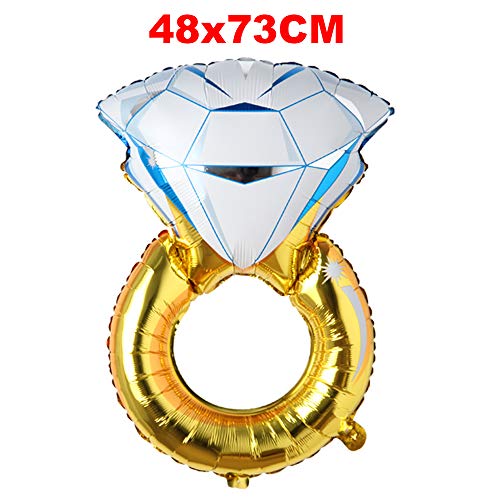 Big Balloon Gold Diamond Ring Foil Balloon Inflatable Wedding Decoration Helium Air Valentine's Day Balloon Event Party Supplies (Big Ring)