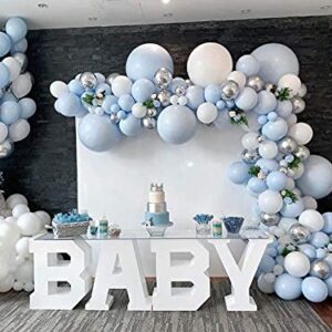 Baby Blue Balloons Light Blue Balloons 12 Inch 50 Pcs Pastel Blue Baby Balloons For Baby Shower Happy Birthday Gender Reveal Balloons