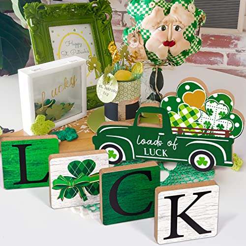 5PCS Valentines Day Decor/St.Patricks Day Decorations Reversible Table Centerpieces Tiered Tray Ornament for Home Party Decor