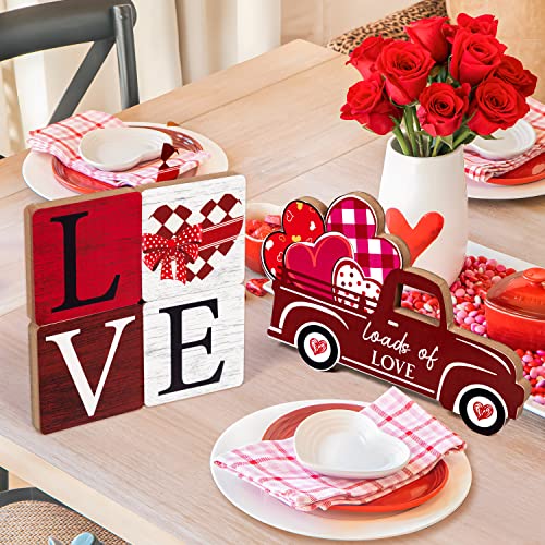 5PCS Valentines Day Decor/St.Patricks Day Decorations Reversible Table Centerpieces Tiered Tray Ornament for Home Party Decor