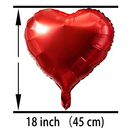 Red Heart Foil Mylar Balloons - Valentines Day Party Wedding Bachelorette Birthday Nursery Party Favors Balloons Decorations, 30pc