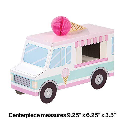 Creative Converting 346418 Ice Cream Party Centerpiece, 1 ct, Multi-color, Centerpiece measures 9.25" x 6.25"
