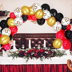 Red Black and Gold Confetti Balloons Kit,70pcs 12 inch Latex Balloons for Shower Wedding Christmas Halloween Valentine's Day Bachelorette Birthday Decorations,2 pcs Balloon Chain