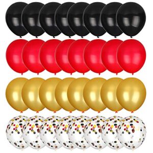 Red Black and Gold Confetti Balloons Kit,70pcs 12 inch Latex Balloons for Shower Wedding Christmas Halloween Valentine's Day Bachelorette Birthday Decorations,2 pcs Balloon Chain