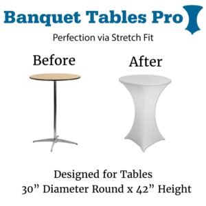 Banquet Tables Pro 30 Diameter x 42" Height White Spandex Highboy Table Cover
