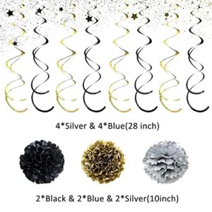 Retirement Party Decorations - Retirement Party Supplies with Happy Retirement Banner Latex Balloons Retired Sash Paper Pom Poms Hanging Swirls Foil Balloons for Women and Men (Black Gold)
