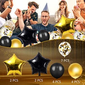 Retirement Party Decorations - Retirement Party Supplies with Happy Retirement Banner Latex Balloons Retired Sash Paper Pom Poms Hanging Swirls Foil Balloons for Women and Men (Black Gold)