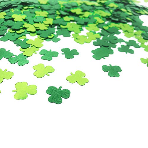 Party Table Decoration Birthday Confetti St. Patrick's Day Shamrock Confetti Clover Confetti Forest Metallic Foil Table Scatters Confetti for Party Festival Theme Party Decorations 1.5oz