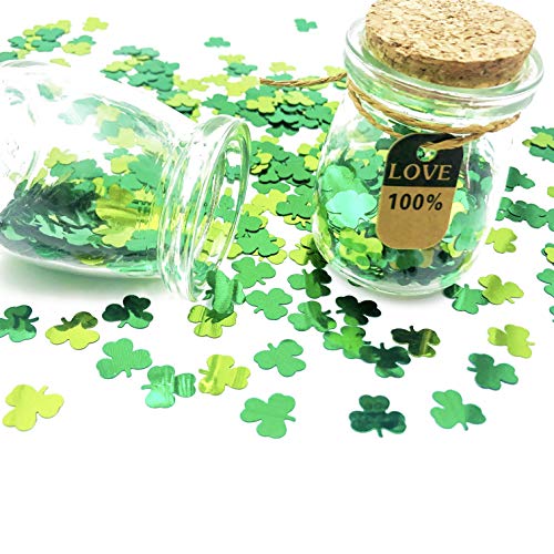 Party Table Decoration Birthday Confetti St. Patrick's Day Shamrock Confetti Clover Confetti Forest Metallic Foil Table Scatters Confetti for Party Festival Theme Party Decorations 1.5oz