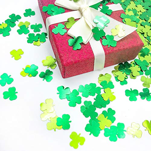 Party Table Decoration Birthday Confetti St. Patrick's Day Shamrock Confetti Clover Confetti Forest Metallic Foil Table Scatters Confetti for Party Festival Theme Party Decorations 1.5oz