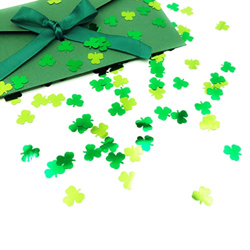 Party Table Decoration Birthday Confetti St. Patrick's Day Shamrock Confetti Clover Confetti Forest Metallic Foil Table Scatters Confetti for Party Festival Theme Party Decorations 1.5oz