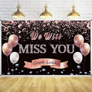 trgowaul retirement farewell party decorations,rose gold we will miss you sign banner backdrop goodbye party decorations,going away party retirement party bye office work graduation party decorations