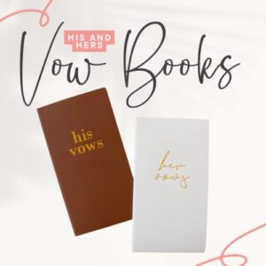 Vow Books, His and Hers Wedding Vow Books, Vow Renewal — Set of 2 Wedding Notebook with 16 Pages — 6.9” x 3.8” PU Leather Booklet Wedding Keepsake (Brown)