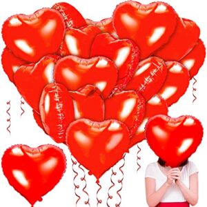linaye 18 inch red foil heart balloons 30pcs valentines heart balloons mylar heart shape balloons for valentines day anniversary wedding valentines decorations decor