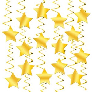 shiny gold star hanging swirls – pack of 30, no diy | oscar party decorations | gold star decorations for party | golden birthday decor | gold star party decorations | hollywood party decorations