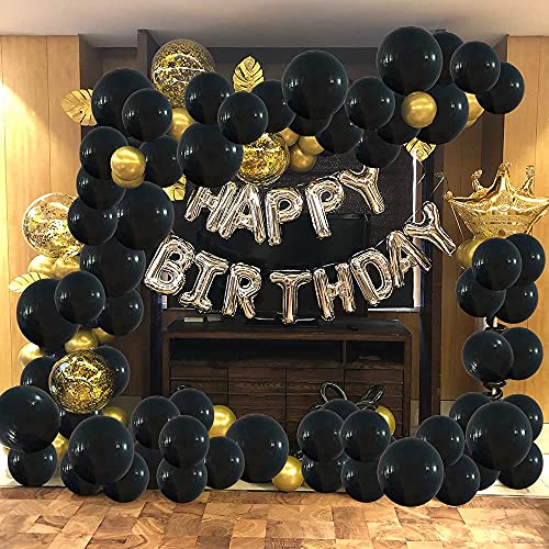 Muliooe Black Balloons Garland Kit, 80 pack 12 inch 5 inch black balloons different sizes pack Black Party Latex Balloon for birthday, wedding, graduation party decorations.…