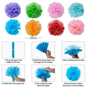 Huryfox Fiesta Party Decorations - 33pcs Colorful Mexican Themed Hanging Paper Fans, Rainbow Paper Pom Poms, Fiesta Bunting and Tissue Paper Streamers for Birthday, Festival, and Rainbow Parties