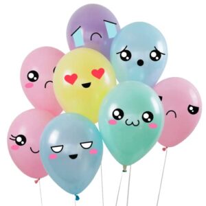 kawaii balloons by lunaborne – 50 pack,12 inch pastel latex balloons – cute japanese-style party balloons, anime themed birthday parties decorations