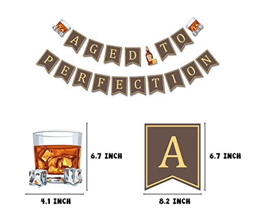 Age To Perfection Birthday Banner, Whiskey Inspired Bday Party Decoration, 30th 40th 50th Birthday Bunting Sign