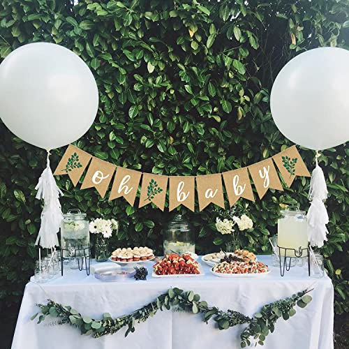 Greenery Baby Shower Banner Eucalyptus leaves Burlap garlands Plant Gender Neutral party decoration