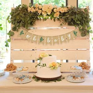 Greenery Baby Shower Banner Eucalyptus leaves Burlap garlands Plant Gender Neutral party decoration