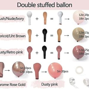 Nude Dusty Pink Balloon Garland Double Stuffed Blush Brown Rose Gold Metallic Balloons Latex Neutral Balloon Arch Kit For Baby Shower Boho Bridal Wedding Engagement Birthday Party Decorations