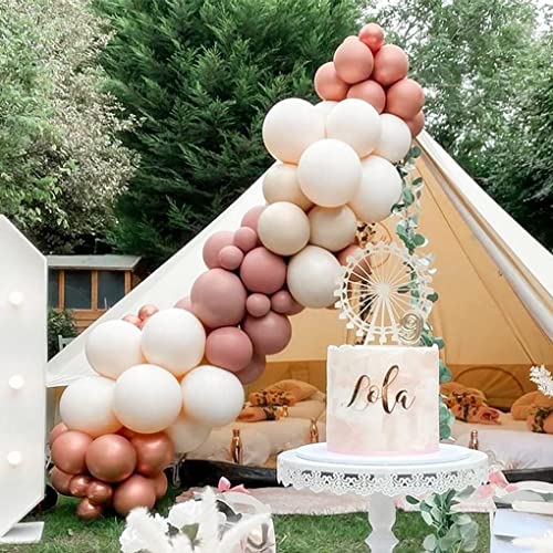 Nude Dusty Pink Balloon Garland Double Stuffed Blush Brown Rose Gold Metallic Balloons Latex Neutral Balloon Arch Kit For Baby Shower Boho Bridal Wedding Engagement Birthday Party Decorations