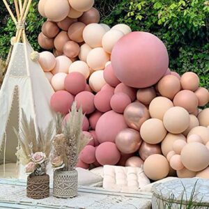 Nude Dusty Pink Balloon Garland Double Stuffed Blush Brown Rose Gold Metallic Balloons Latex Neutral Balloon Arch Kit For Baby Shower Boho Bridal Wedding Engagement Birthday Party Decorations