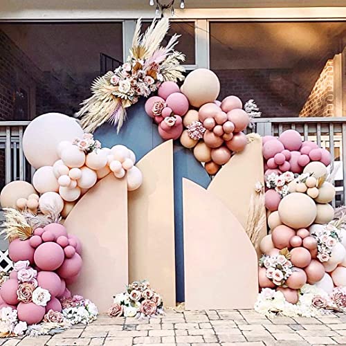 Nude Dusty Pink Balloon Garland Double Stuffed Blush Brown Rose Gold Metallic Balloons Latex Neutral Balloon Arch Kit For Baby Shower Boho Bridal Wedding Engagement Birthday Party Decorations