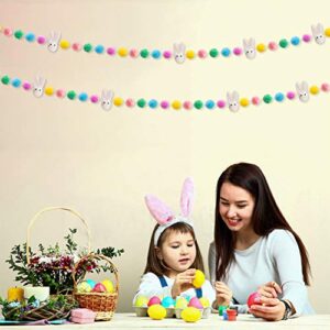 WATINC 2Pcs Easter Felt Garland with Bunny Felt Ornaments Hanging Bunting Happy Easter Party Supplies Classroom Home Decor Photo Props Decor for Mantle Fireplace Wedding Birthday Party Baby Shower