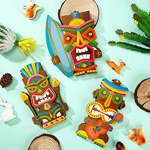 3 Pieces Tiki Bar Table Centerpieces Tropical Hawaiian Table Decoration Aloha Party Wooden Sign Summer Themed Decorations Colorful Farmhouse Table Sign for Birthday Housewarming Welcome Party