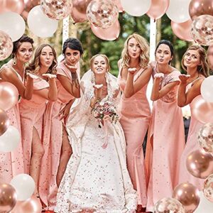 Kalyerparty Rose Gold Balloons, 60 Pack Rose Gold Confetti Balloons 12 inch Rose Gold Balloon White Latex Balloons for Birthday Party Wedding Graduation Bridal Shower Decorations.