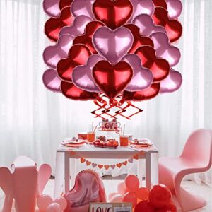 Happy Valentines Day Balloons Red Pink Heart Shape Balloon Party Decorations Supplies, Valentines Day Decorations, Romantic Anniversary Balloons Decor